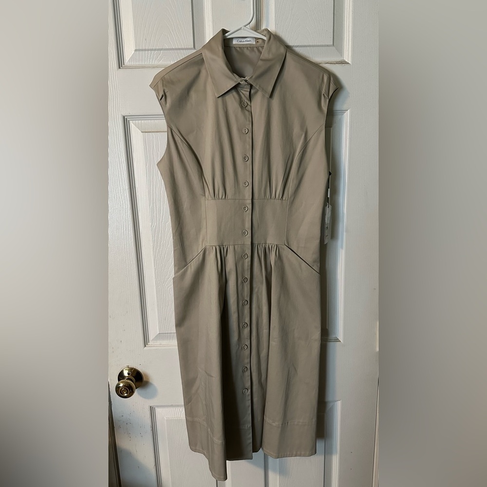 Elegant Tan Sleeveless Dress